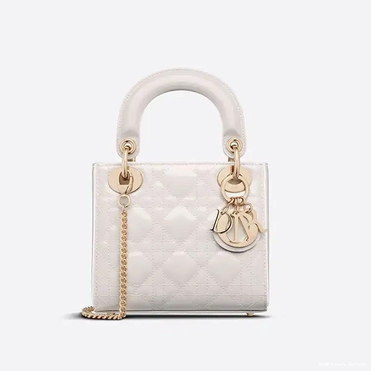 White Calfskin Lady Patent Cannage Bag Mini Dior 0620 Luxury